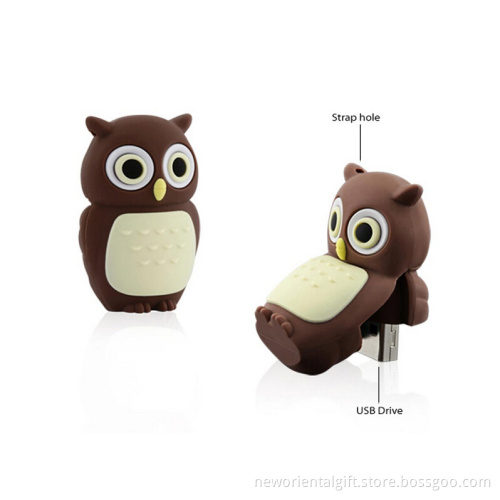 OEM Cartoon owl shape Soft pvc cute cartoon animal owl shap flash drive Adorable cartoon selling memory stick